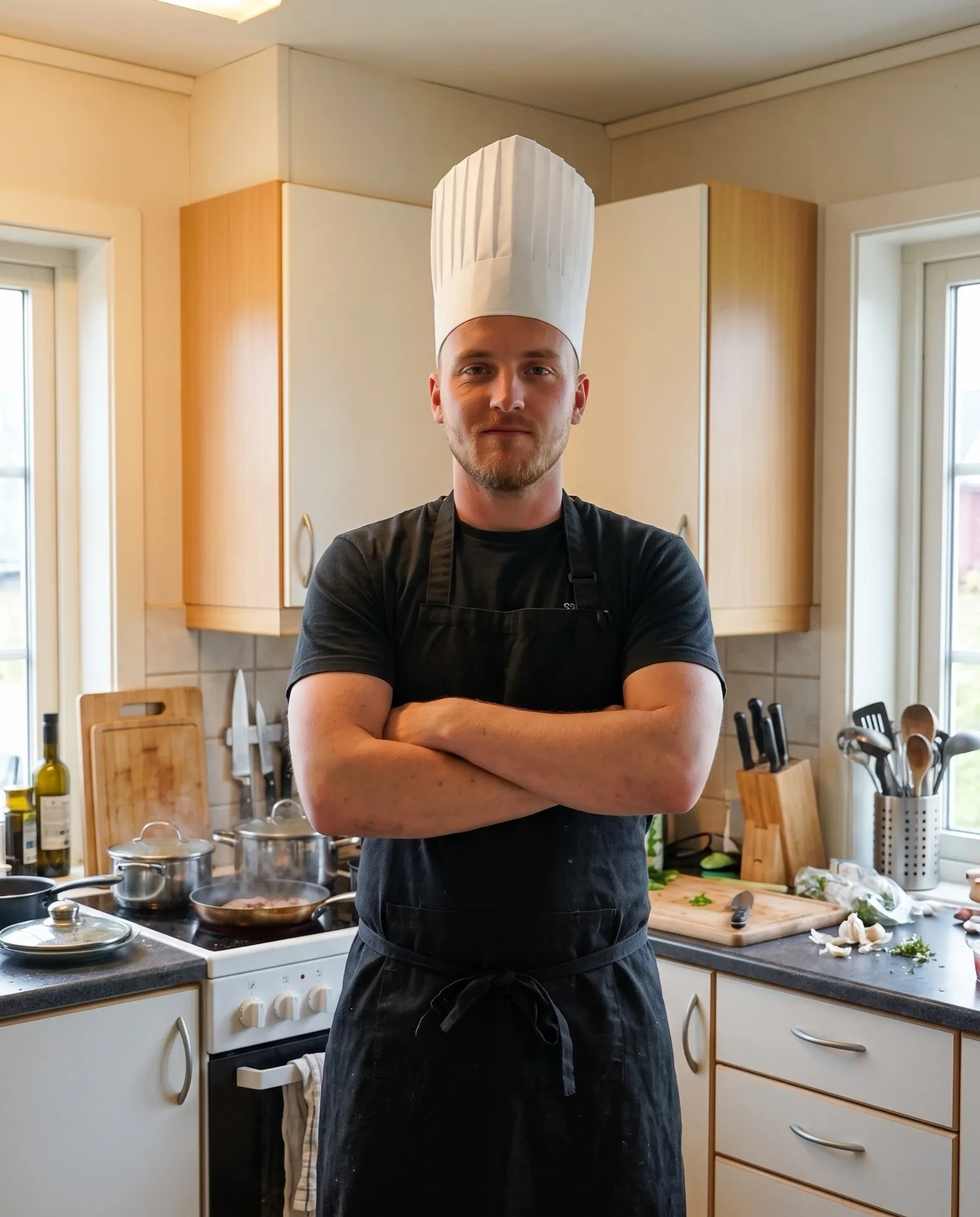 Världens bästa kock i förkläde och kockmössa