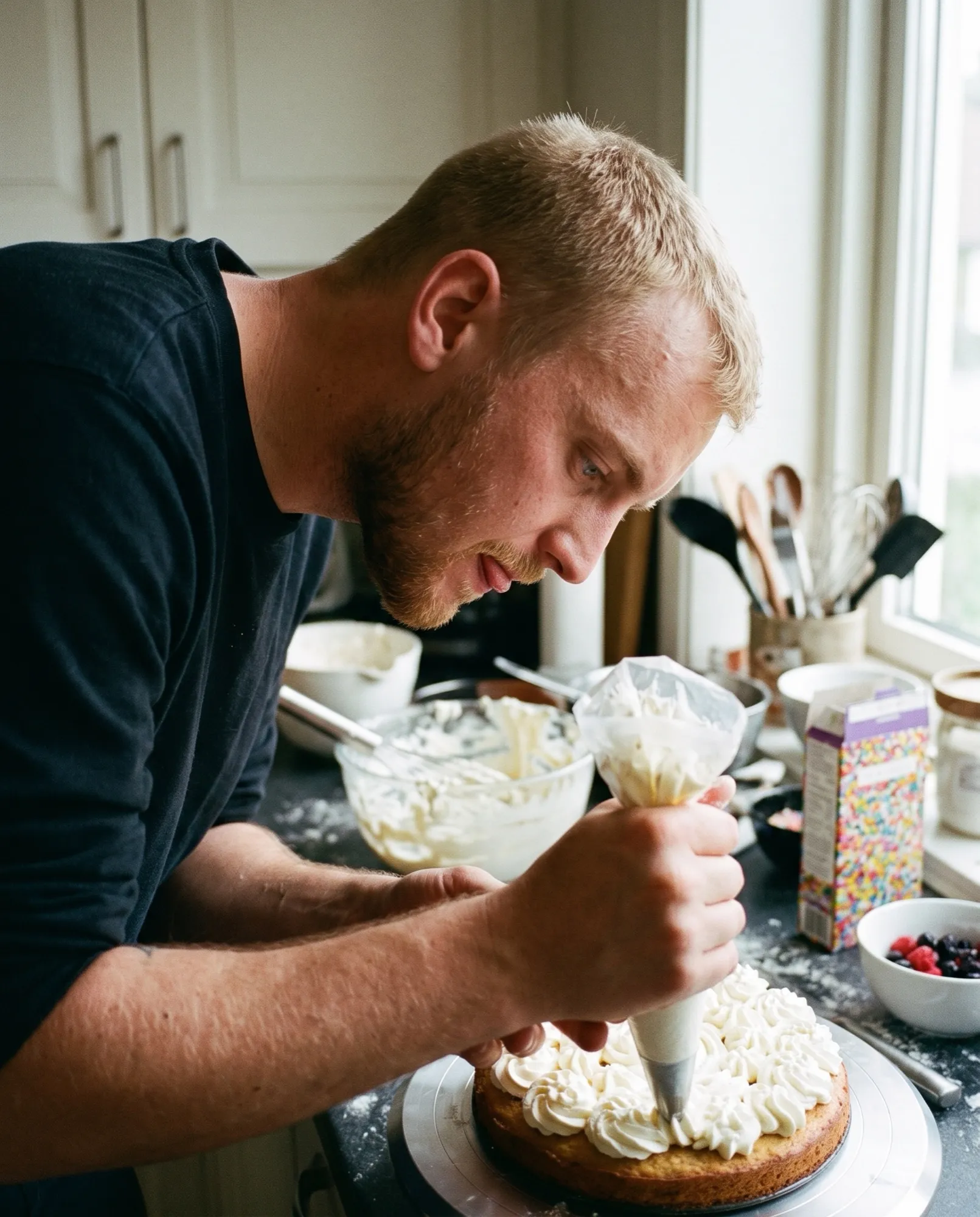 Världens bästa konditor dekorerar med spritspåse