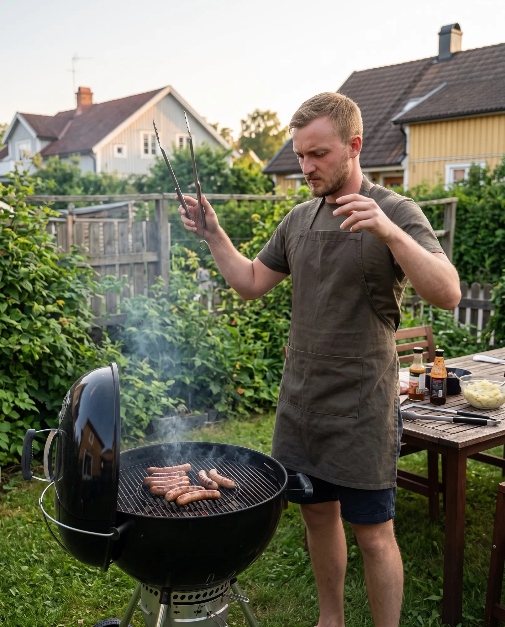 Världens bästa pappa grillar i trädgården