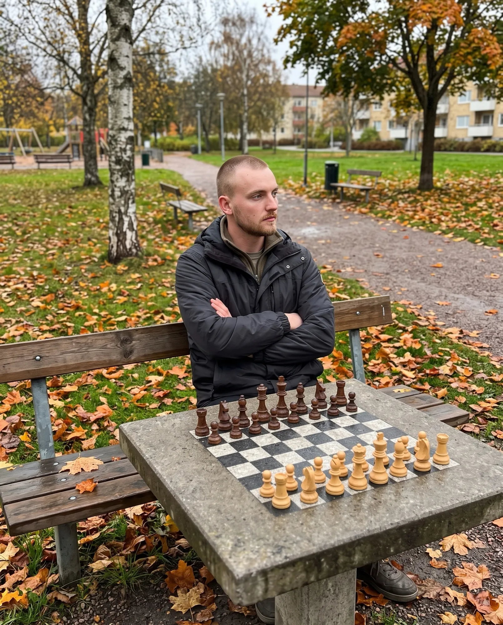 Världens bästa schackspelare spelar schack i parken