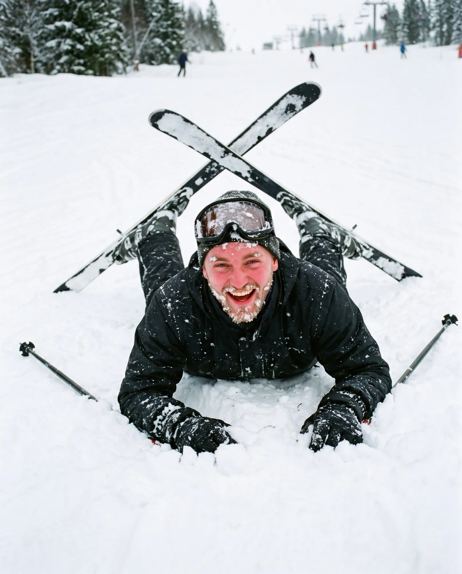 Världens bästa skidåkare täckt av snö