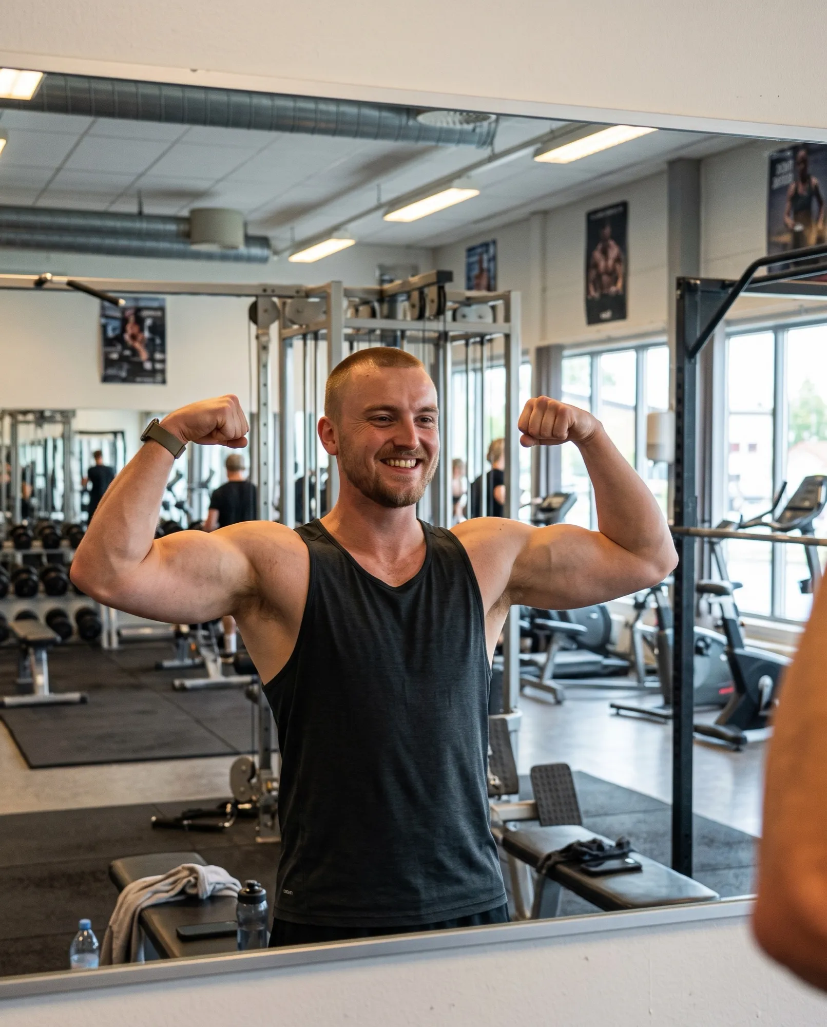 Världens starkaste man visar biceps